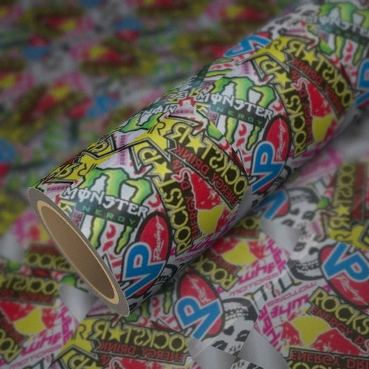 Rolo de vinil Hellaflush RockStar sobre uma folha do mesmo vinil