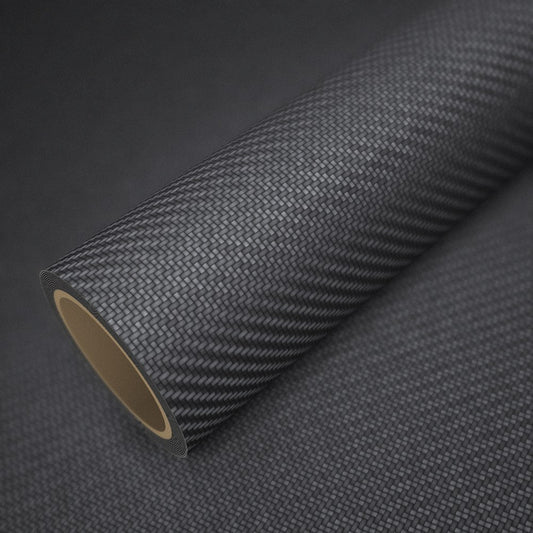 Rolo de vinil carbono preto mate Premium sobre uma folha do mesmo vinil